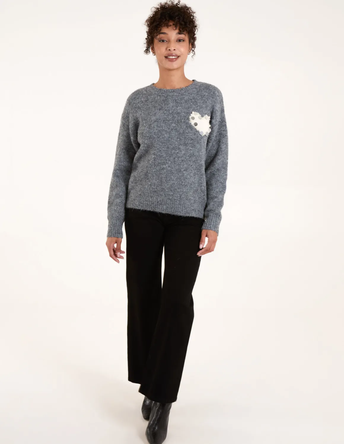 Embellished Heart Knit Jumper