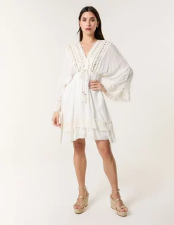 Embellished Kimono Sleeve Mini Dress