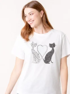 Embellished Love Cat T-Shirt