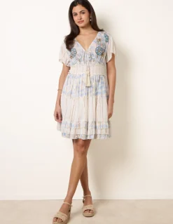 Embellished Metallic Mini Dress