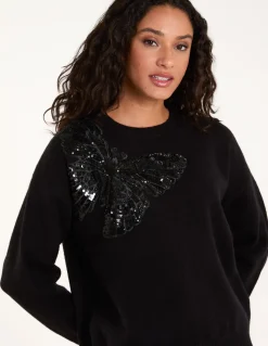 Embellished Sequin Butterfly Jumper