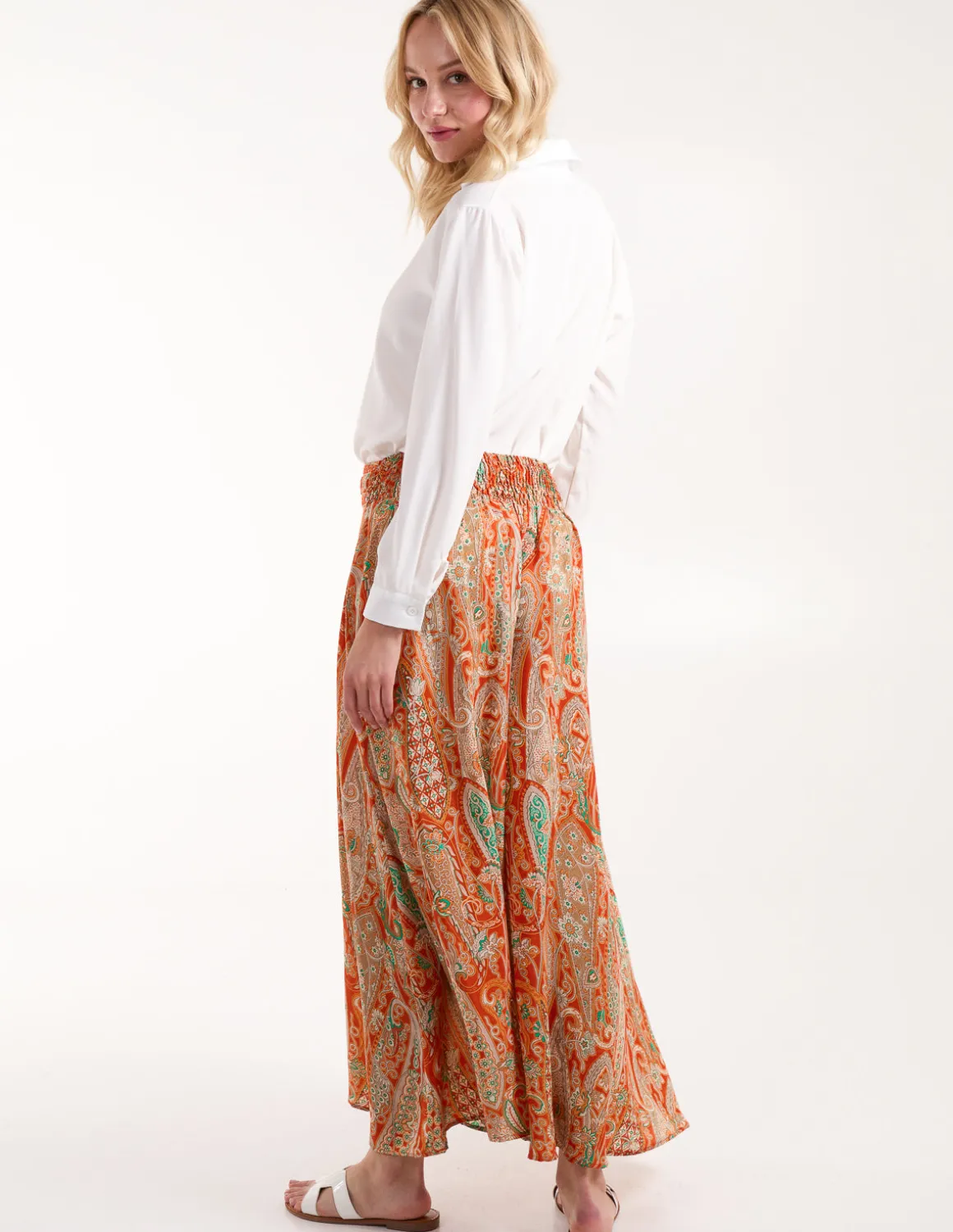 Embellished Waist Wide Leg Trousers