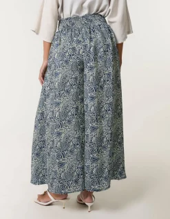 Embellished Waist Wide Leg Trousers