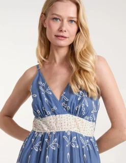 Embroidered Block Out Stripe Cami Dress