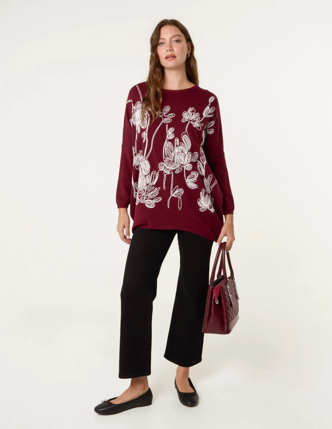 Embroidered Round Neck Jumper