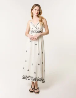 Embroidered Sleeveless Maxi Dress