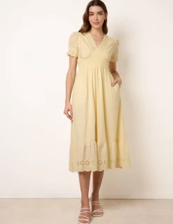 Embroidery Detail V-Neck Dress