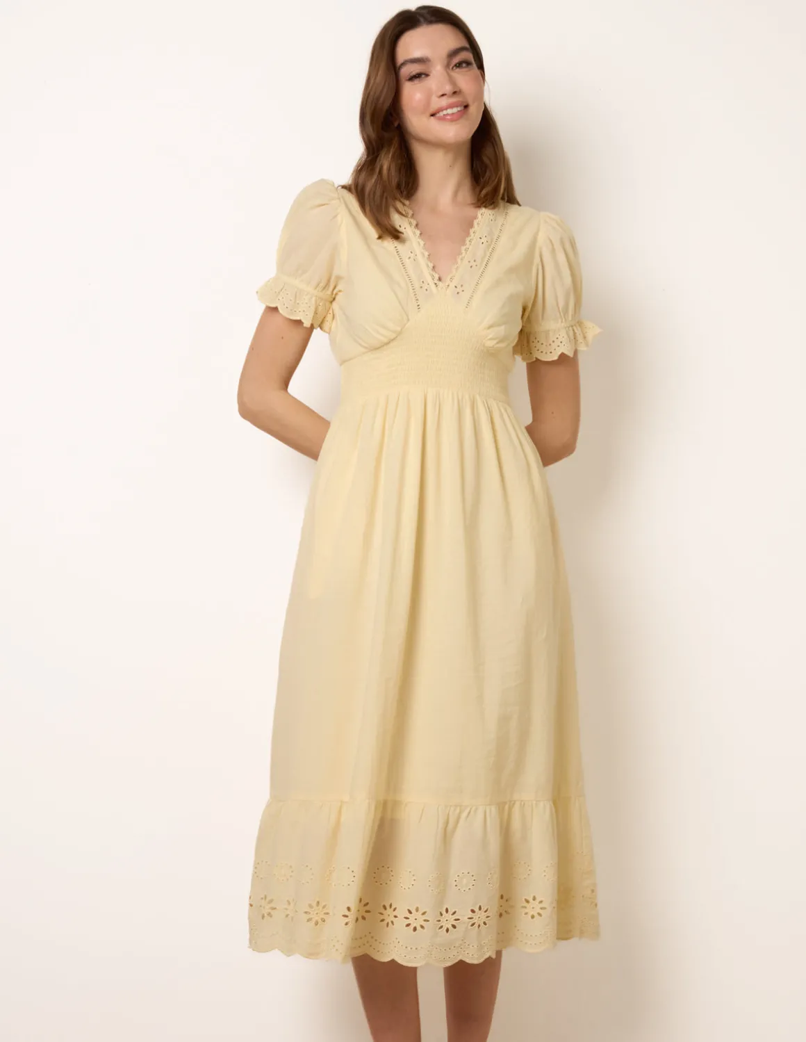 Embroidery Detail V-Neck Dress
