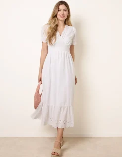 Embroidery Detail V-Neck Dress