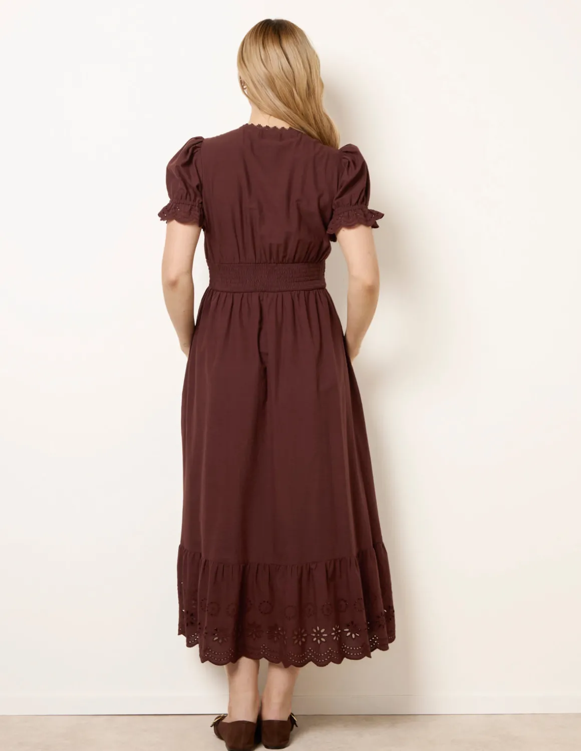 Embroidery Detail V-Neck Maxi Dress
