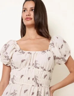 Embroidery Milkmaid Midi Dress