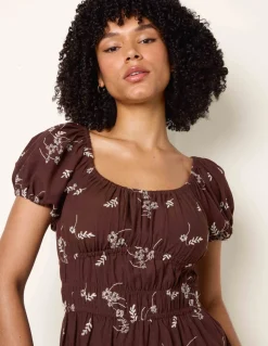 Embroidery Milkmaid Midi Dress