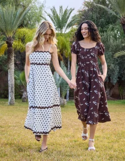 Embroidery Milkmaid Midi Dress