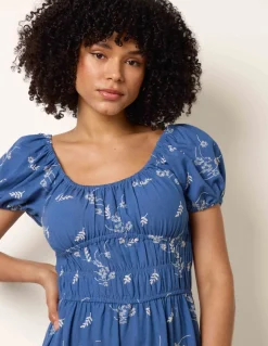 Embroidery Milkmaid Midi Dress