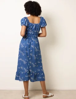 Embroidery Milkmaid Midi Dress