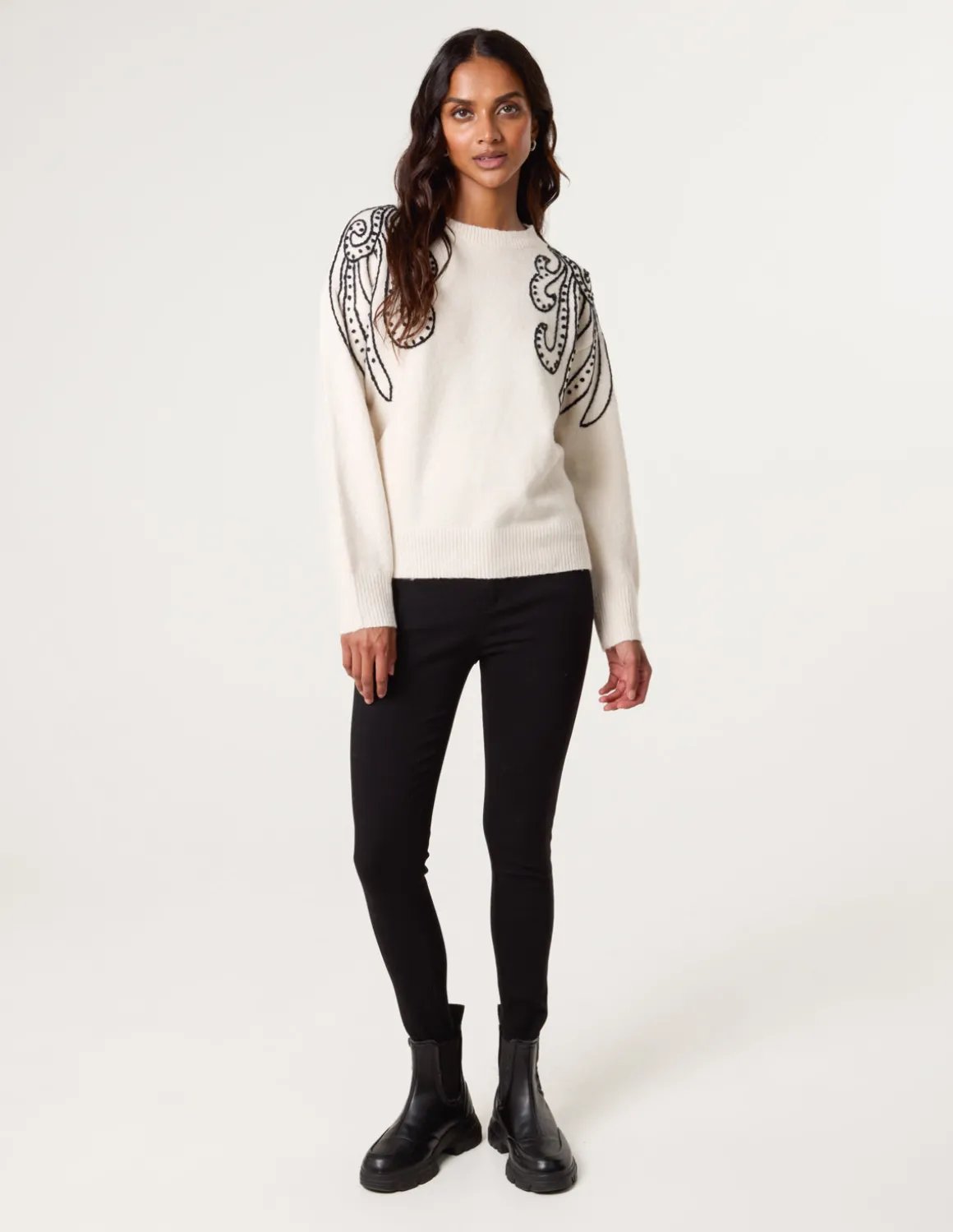 Embroidery Shoulder Detailing Jumper