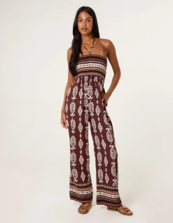 Ethnic Print Strapless Elasticated Jumpsuit