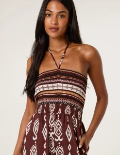 Ethnic Print Strapless Elasticated Jumpsuit