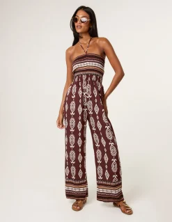 Ethnic Print Strapless Elasticated Jumpsuit