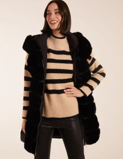 Faux Fur Detail Belted Gilet