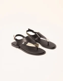 Faux Leather Metal Detail Sandals