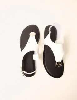 Faux Leather Metal Detail Sandals