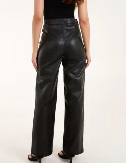 Faux Leather Straight Leg Trousers