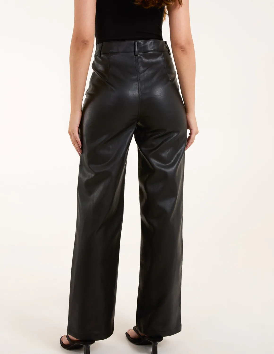 Faux Leather Straight Leg Trousers