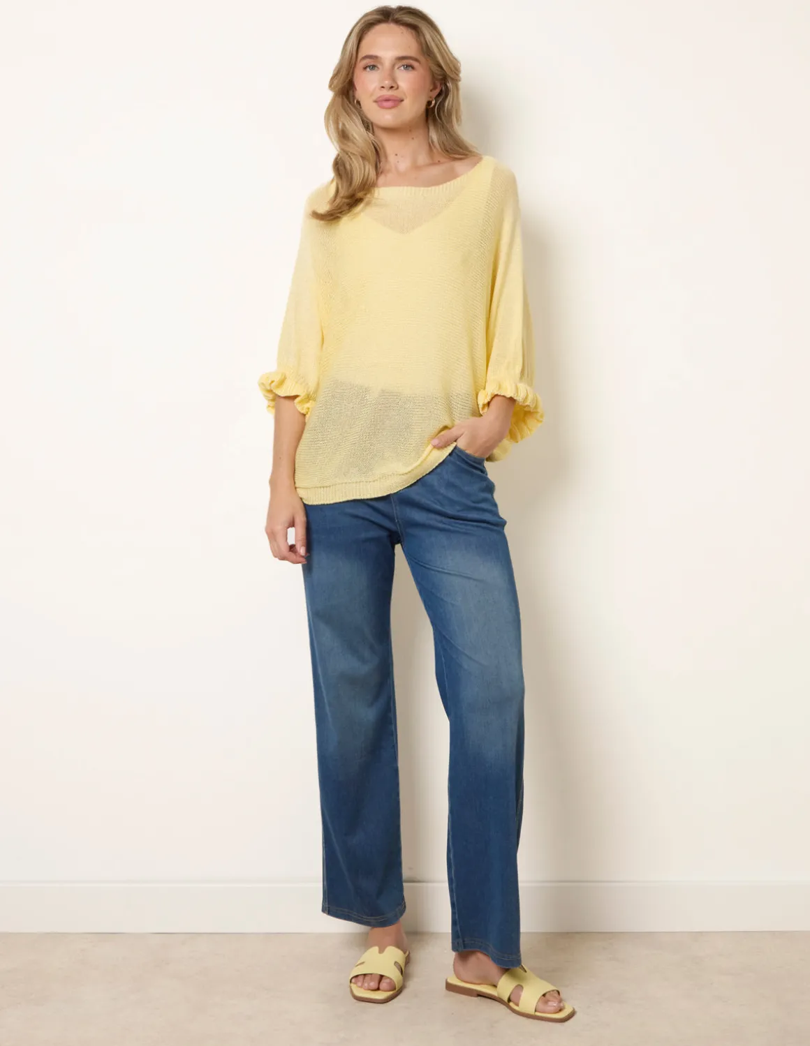 Filigree Frill Sleeve Batwing Jumper