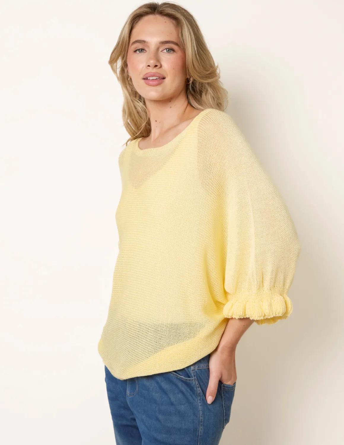 Filigree Frill Sleeve Batwing Jumper