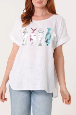 Fish Iridescent Print Top