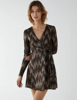 Fixed Wrap Skater Dress With Tie