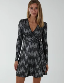 Fixed Wrap Skater Dress With Tie