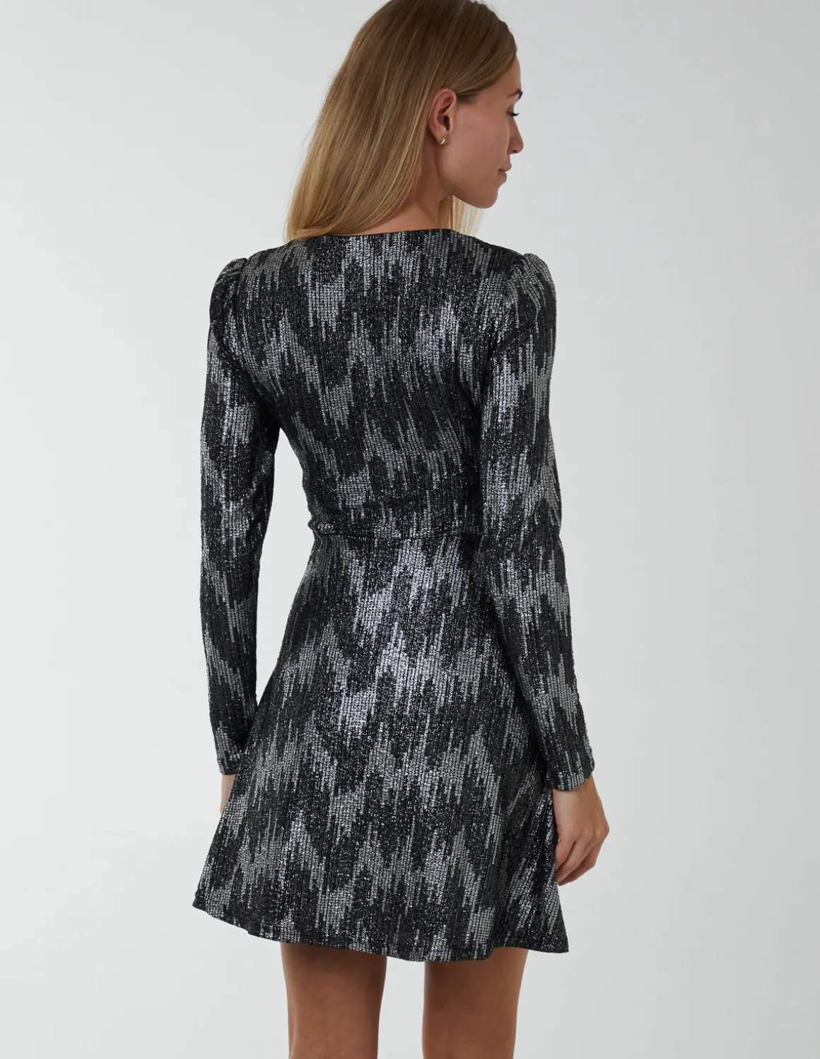 Fixed Wrap Skater Dress With Tie