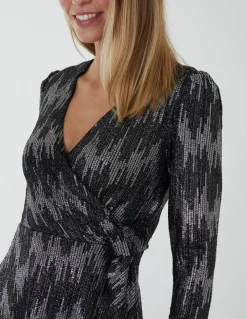 Fixed Wrap Skater Dress With Tie