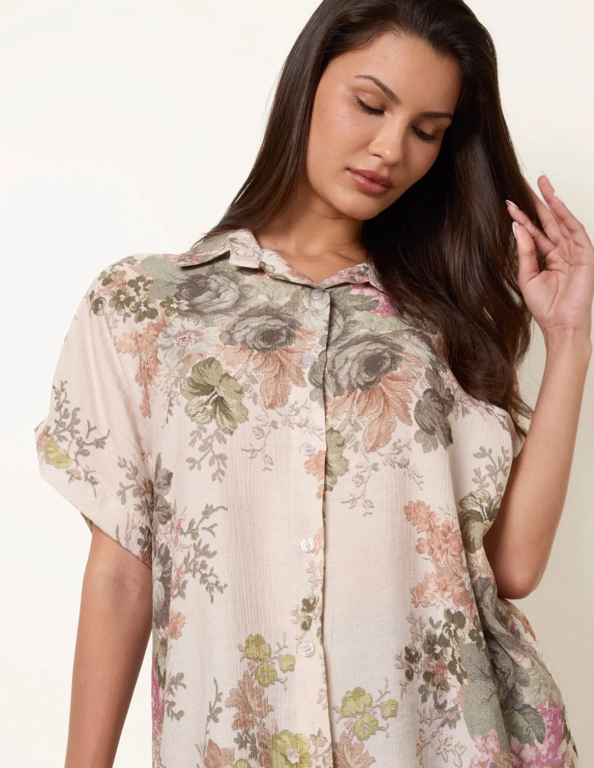 Floral Button Front Shirt