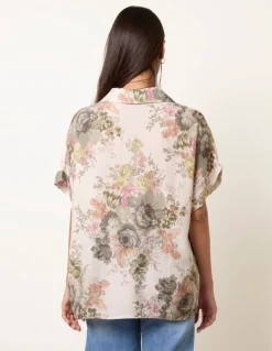Floral Button Front Shirt