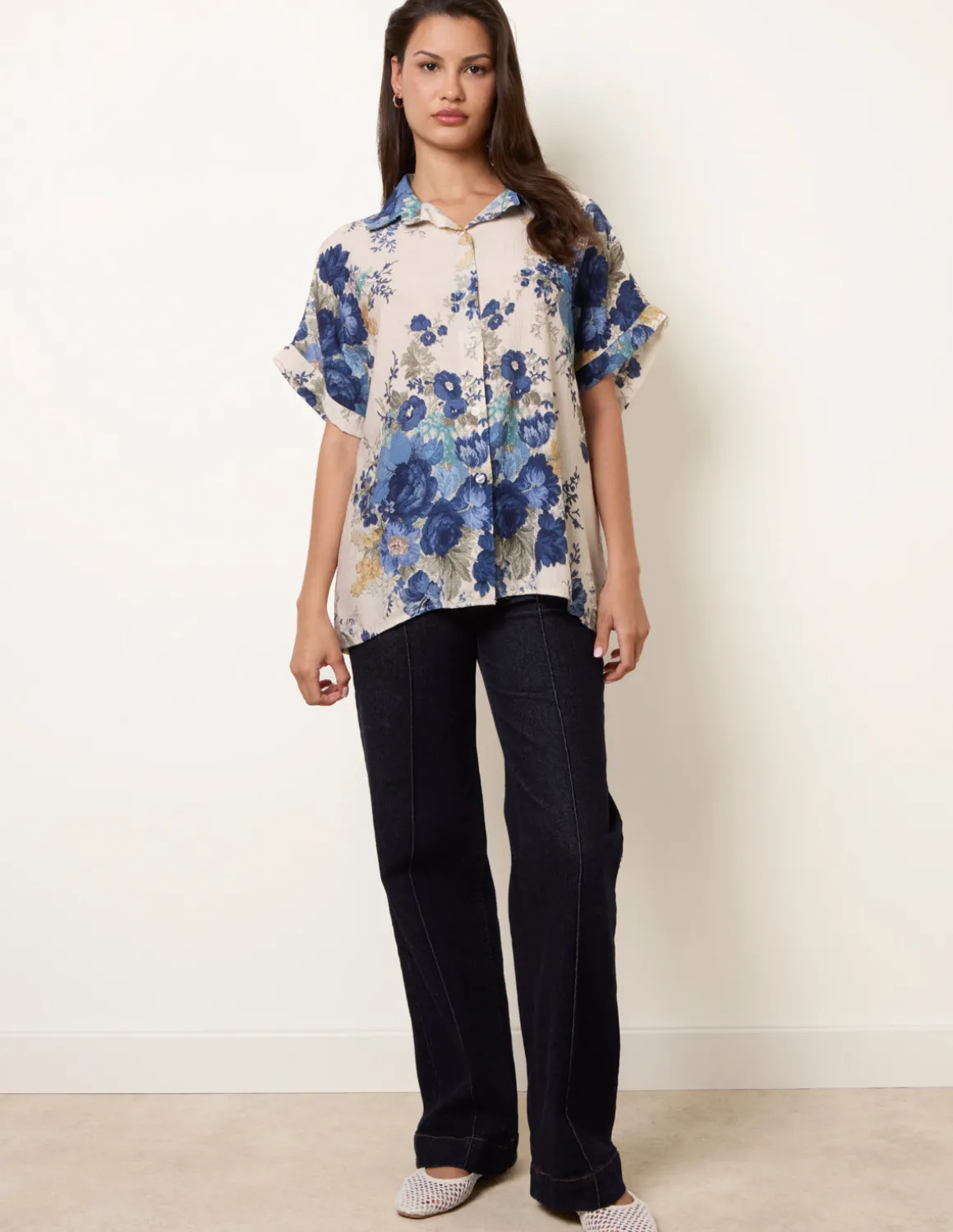Floral Button Front Shirt