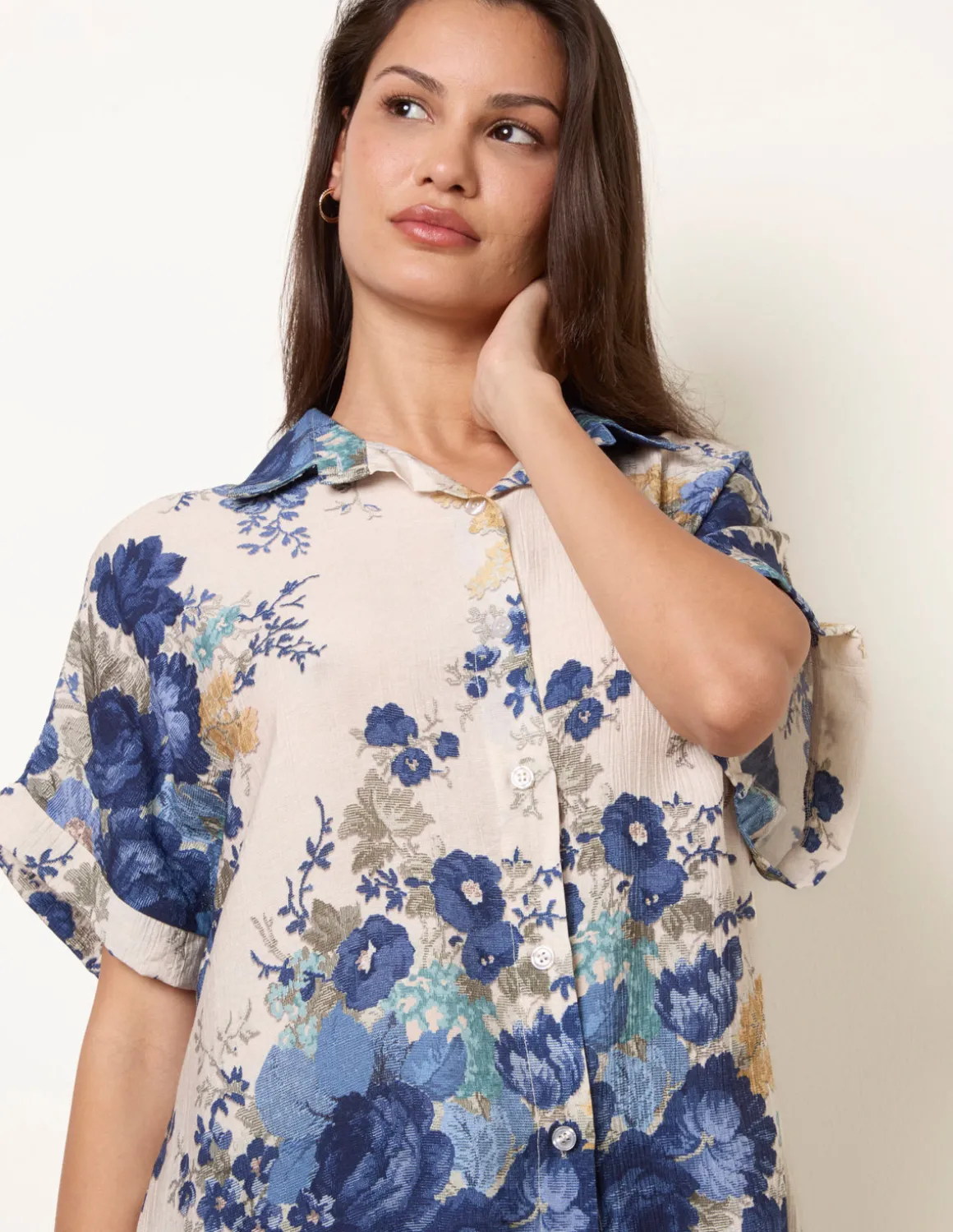 Floral Button Front Shirt