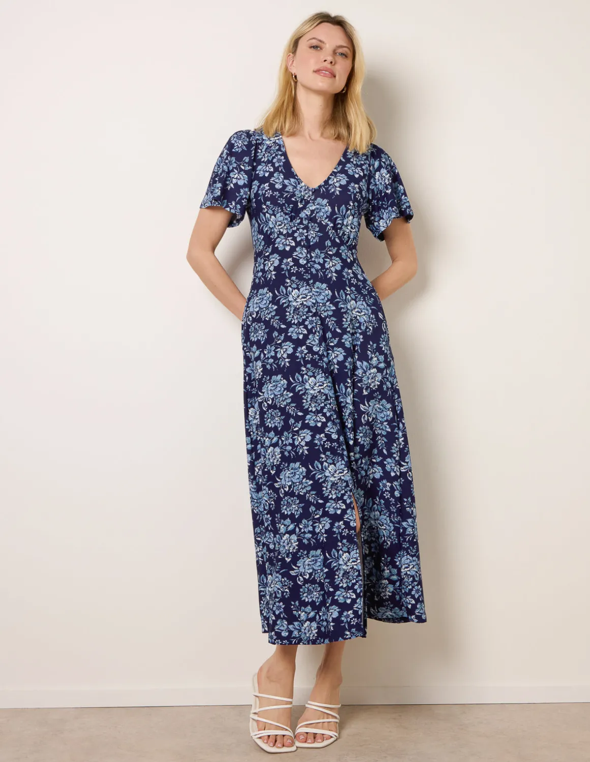 Floral Button Through Midi Dress