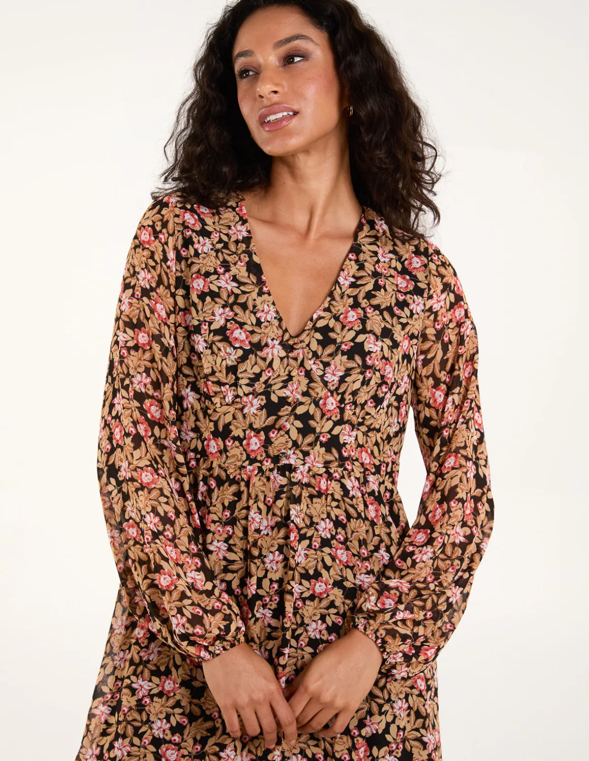 Floral Button Through Midi Dress