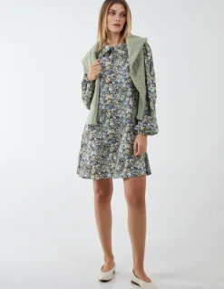 Floral Collar Neck Swing Dress