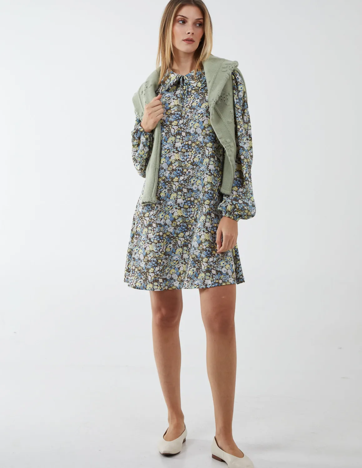 Floral Collar Neck Swing Dress