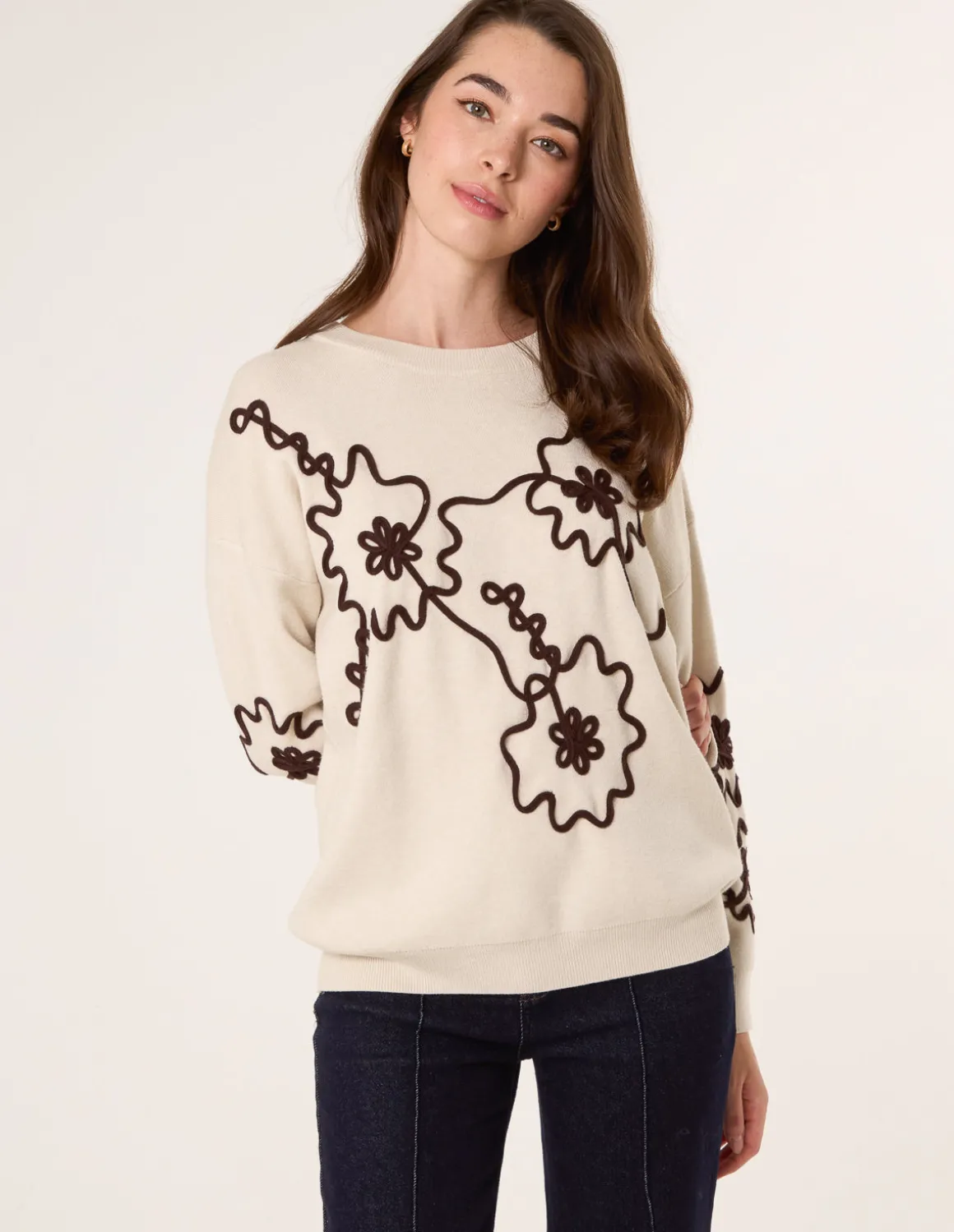 Floral Embroidery Detailed Jumper