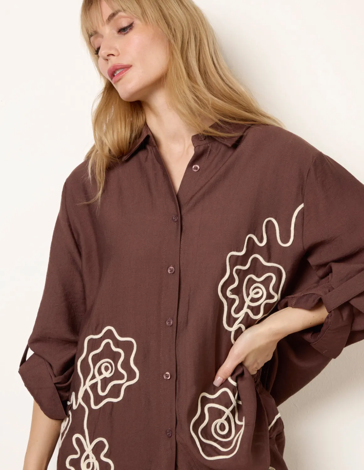 Floral Embroidery Shirt