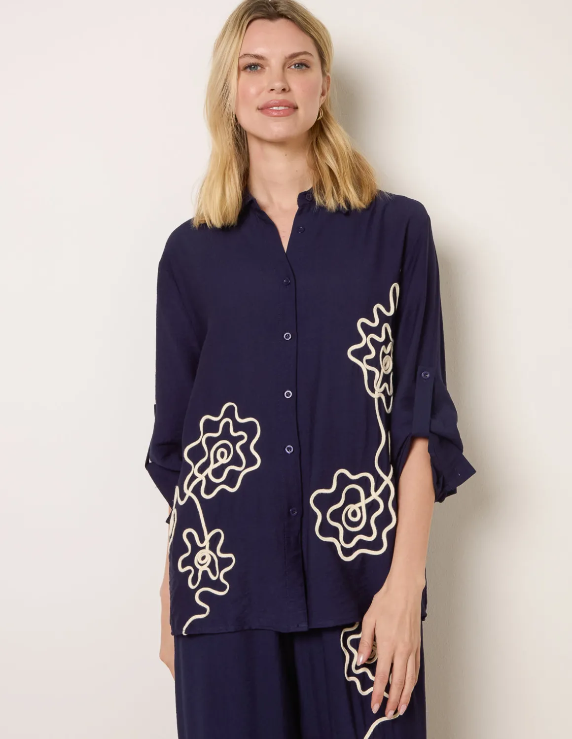 Floral Embroidery Shirt