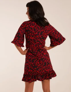 Floral Frill Hem Swing Mini Dress