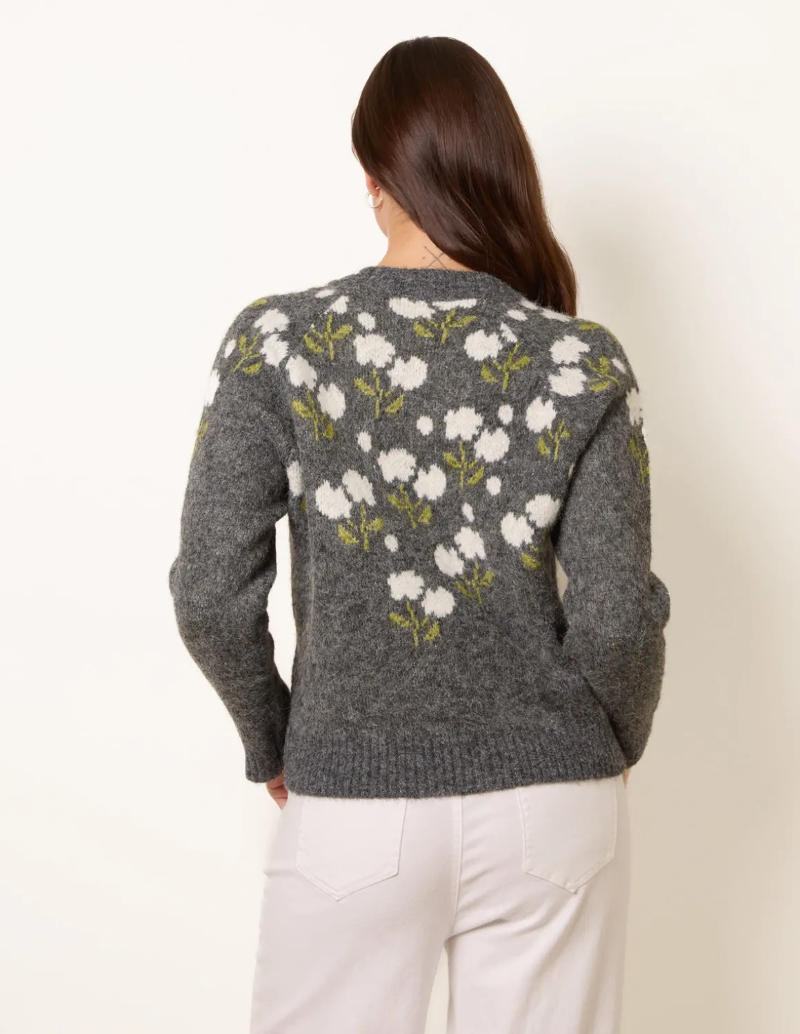 Floral Knit Button Front Cardigan