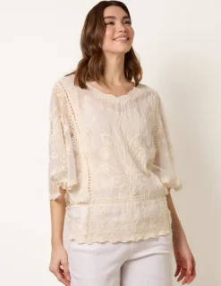 Floral Lace Butterfly Sleeve Blouse