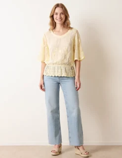 Floral Lace Butterfly Sleeve Blouse